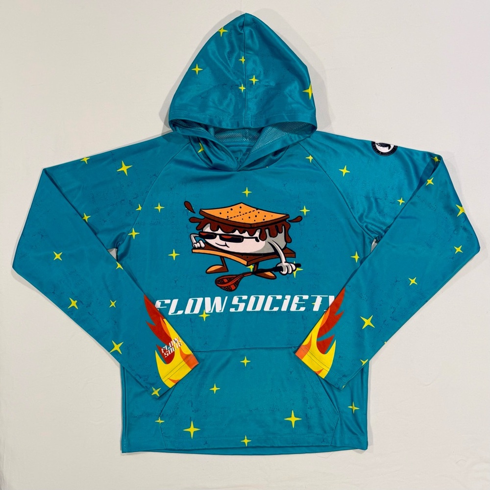 Flow Society Smores Attack Hoodie Boys Large Lacrosse Hooded Sweatshirt Lax